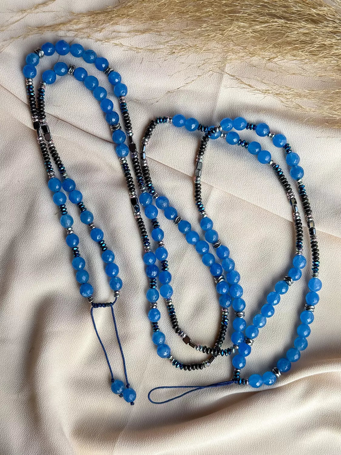 Blue Hematite Long Mobile Cord