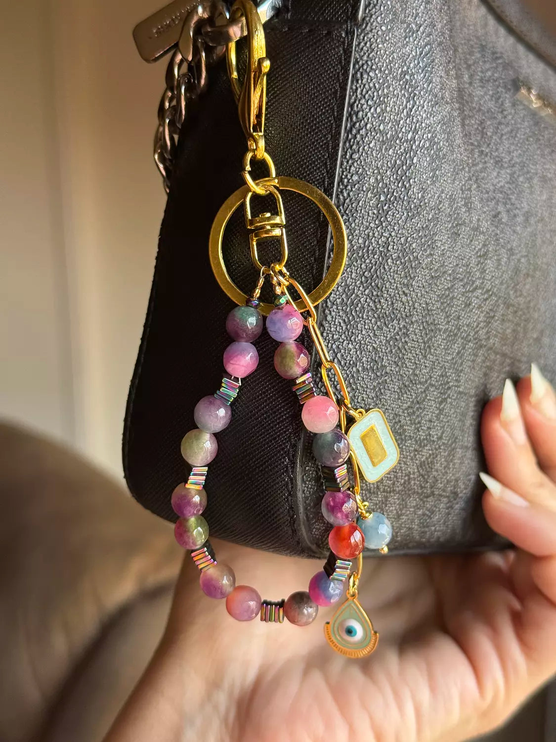 Agate Bag Charm " Twilight  "