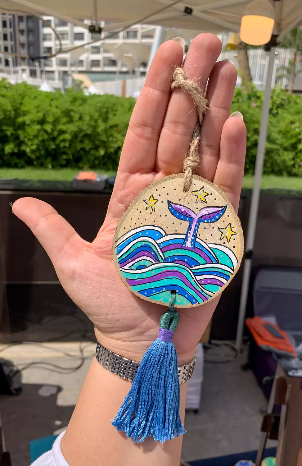 Summer Vibes Medium Tassel Wood Car Hanger