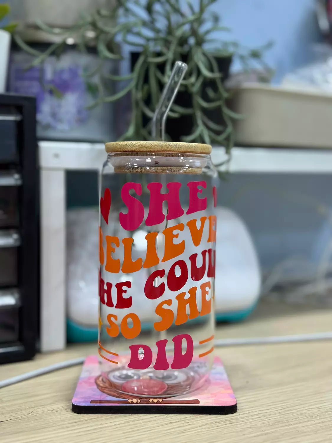 She Believed she could so she Did  Tumbler Glass "1"