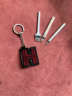 Natural Leather Letters Keychain