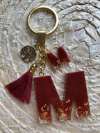 Resin Letters Keychain ( Red & Gold )