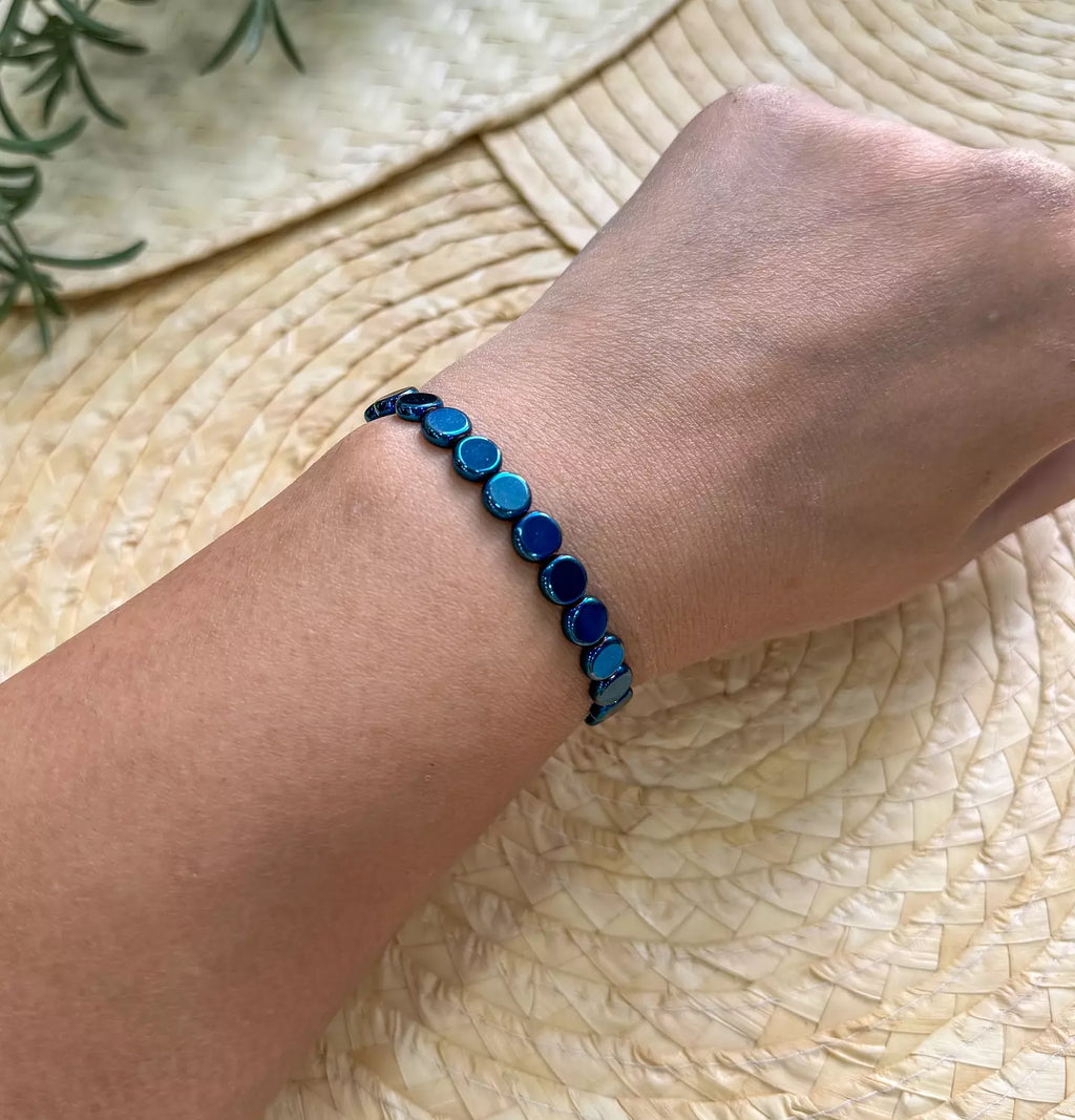 Hematite / Agate Blue Bracelet