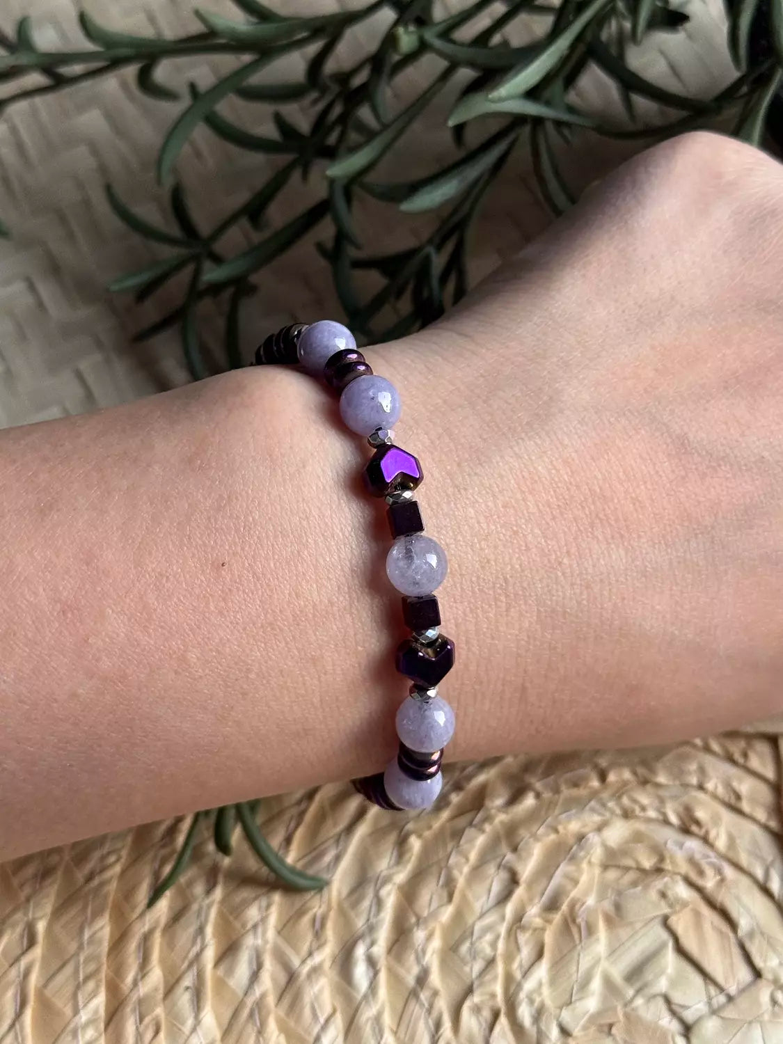 Hematite / Agate Purple Bracelet