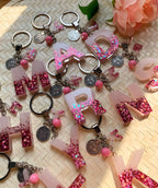 Resin Letters Keychain ( Glitter Pink ) 