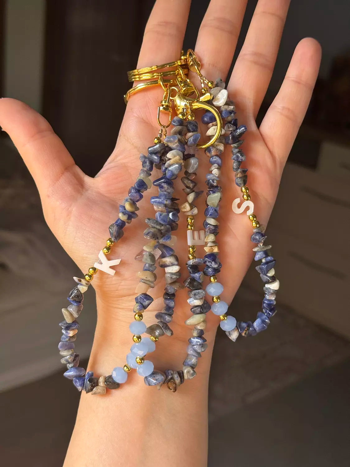 Letter Bag Charm " Blue "