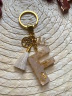 Resin Letters Keychain ( Offwhite & Gold )