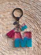 Resin Letters Keychain ( Fuschya & Teal ) 