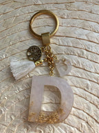 Resin Letters Keychain ( Offwhite & Gold )