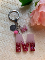 Resin Letters Keychain ( Glitter Pink ) 