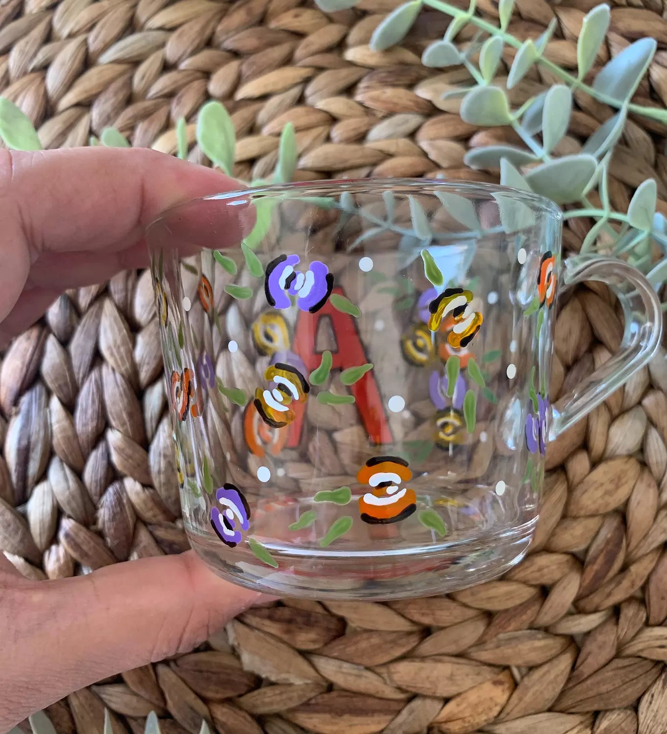 Floral Letter Clear Mug 