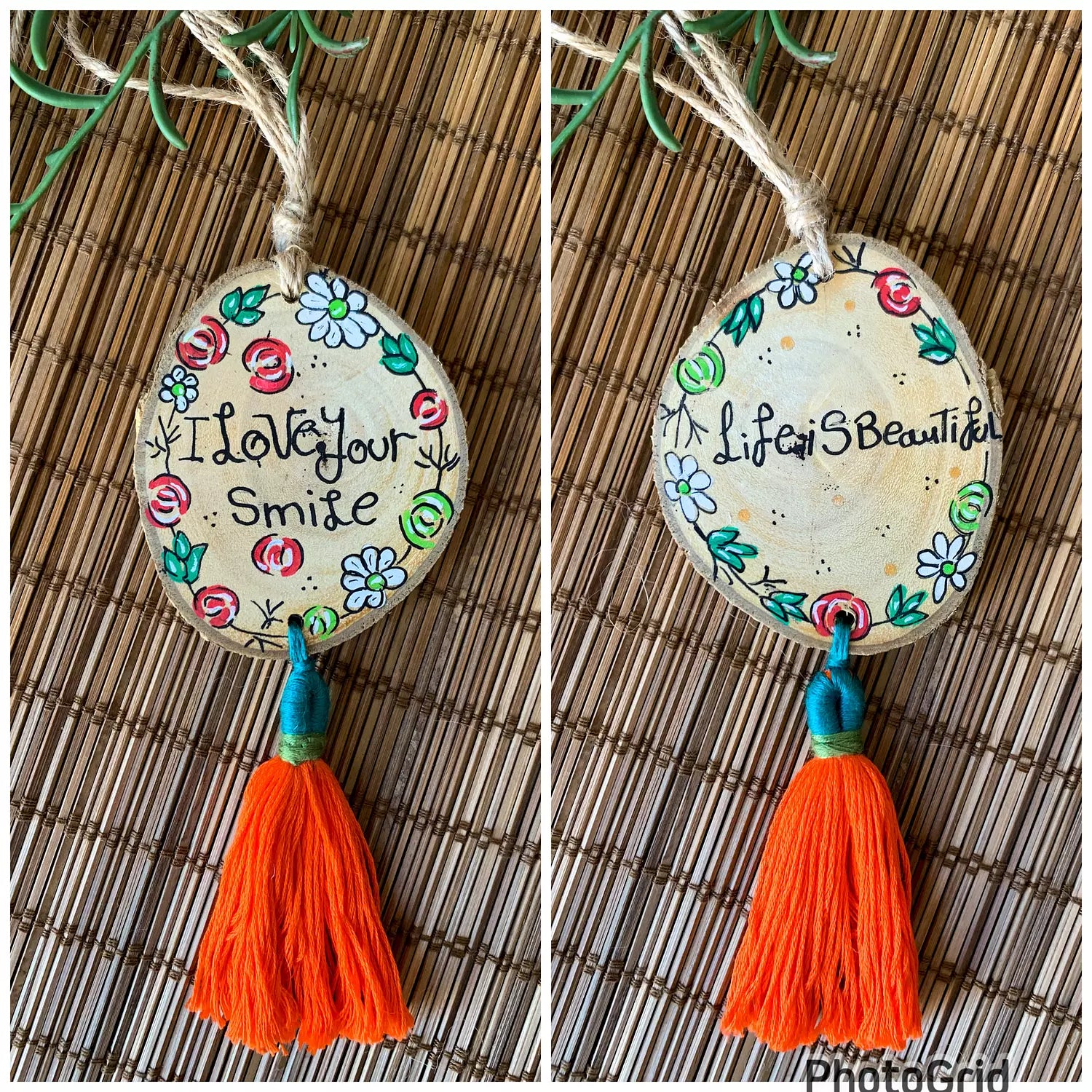 I Love Your Smile Medium Tassel Wood Car Hanger