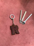 Natural Leather Letters Keychain