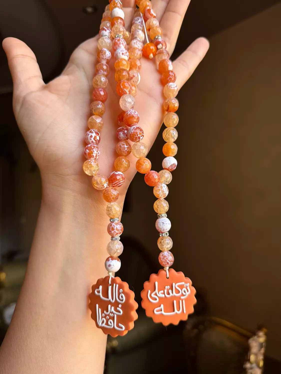 Agate Hazal Rosary Car Hanger