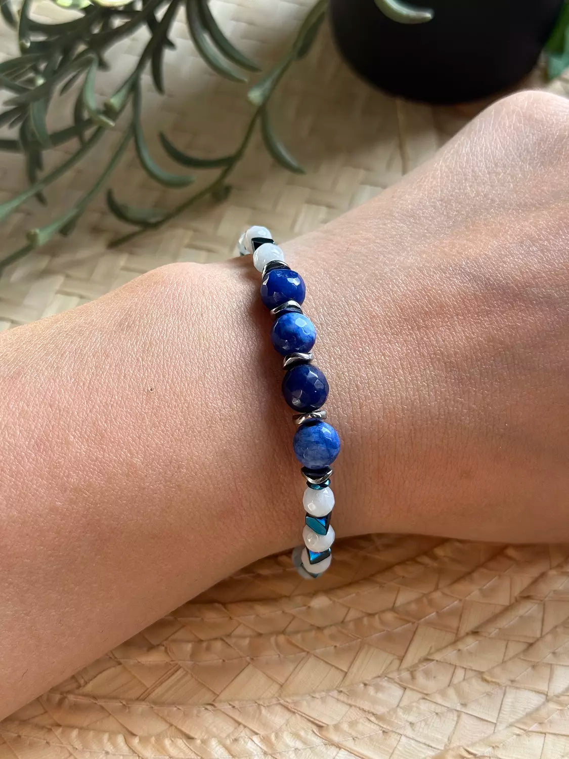 Hematite / Agate Blue Bracelet