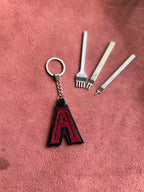 Natural Leather Letters Keychain