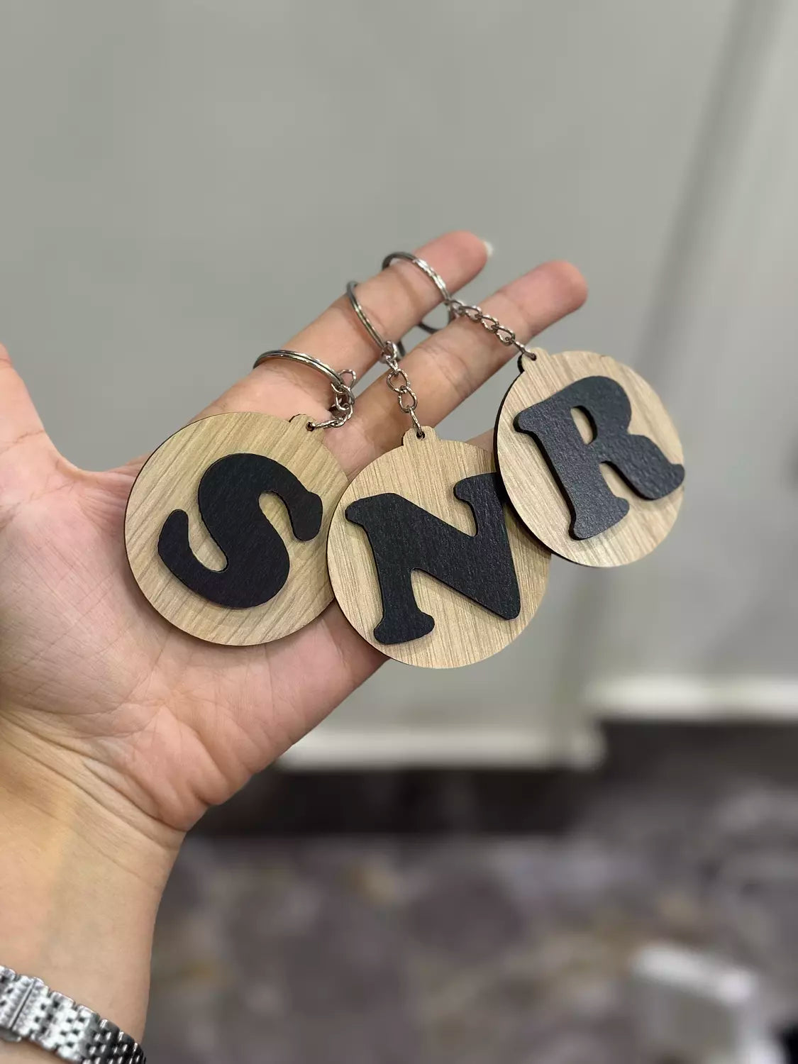 Wood Large Letter Keychain