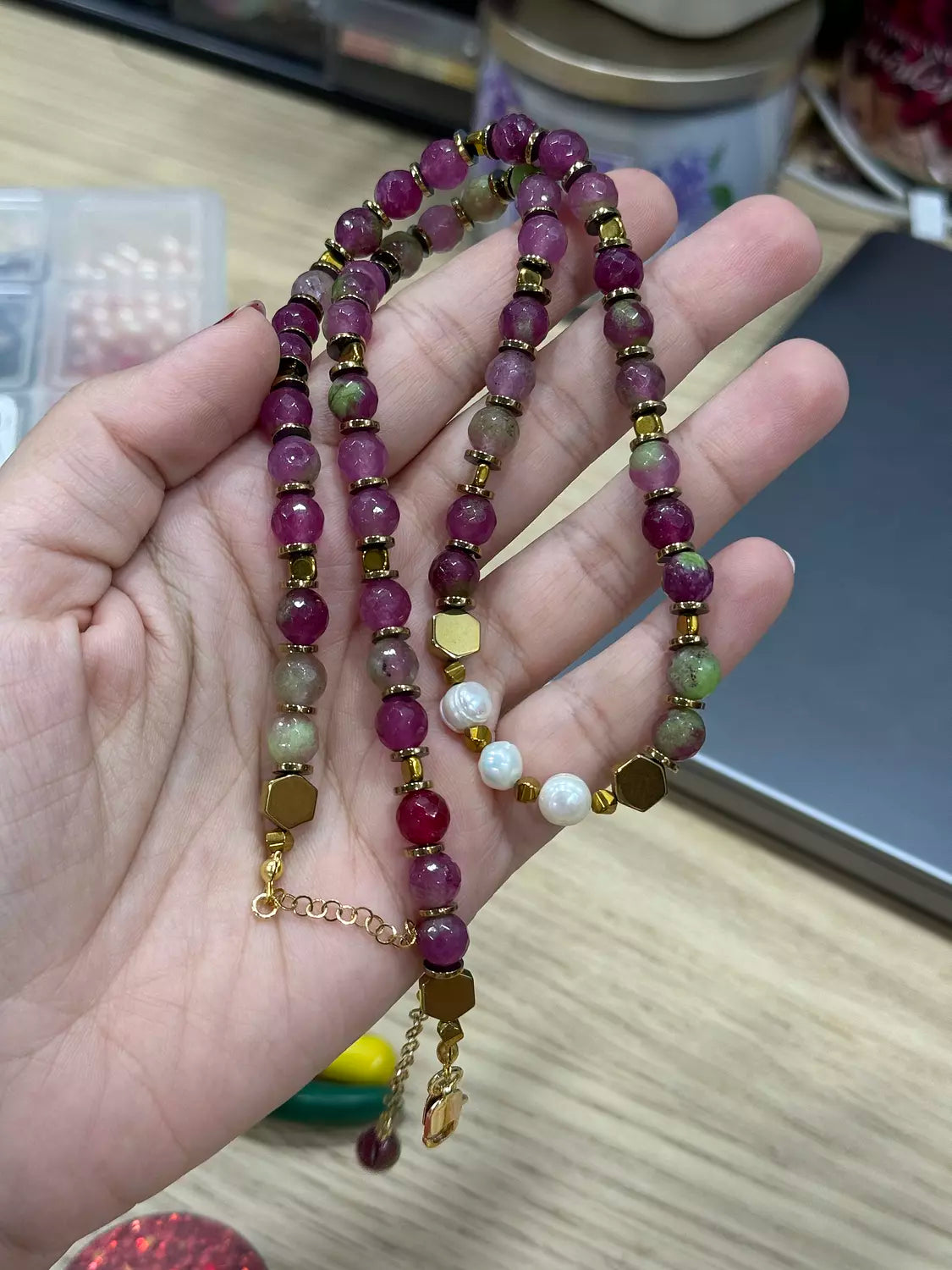 Purple Agate Necklace / Multi-Layer Bracelet