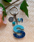 Resin Letters Keychain ( Glitter Blue )