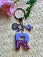 Resin Letters Keychain ( Glitter Purple )