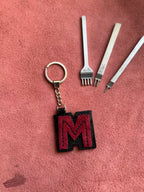Natural Leather Letters Keychain