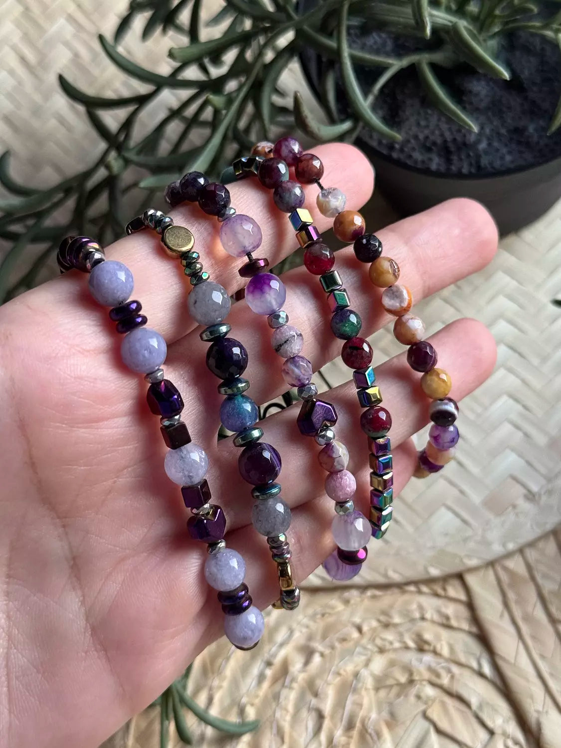 Hematite / Agate Purple Bracelet
