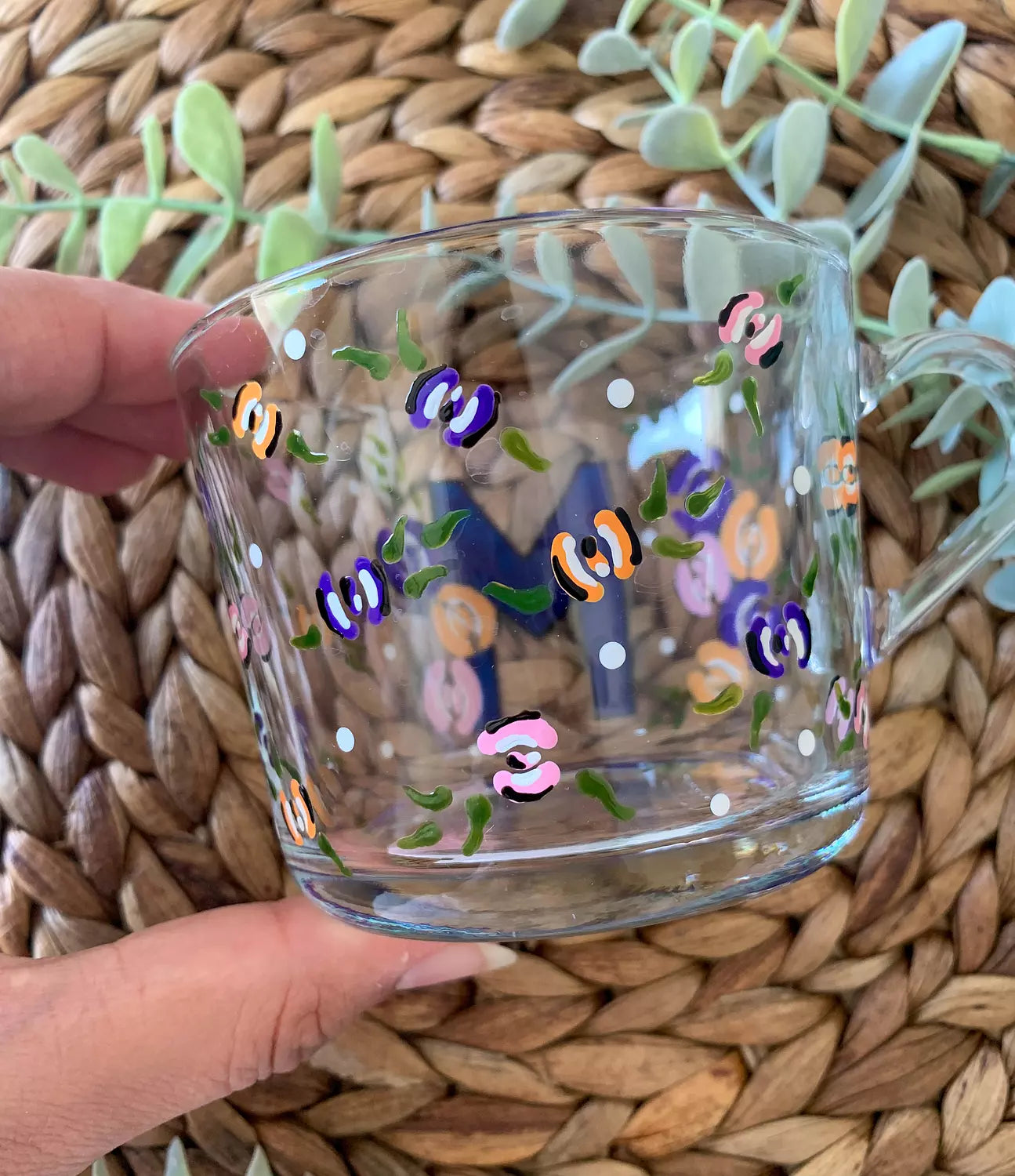 Floral Letter Clear Mug 