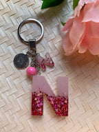 Resin Letters Keychain ( Glitter Pink ) 