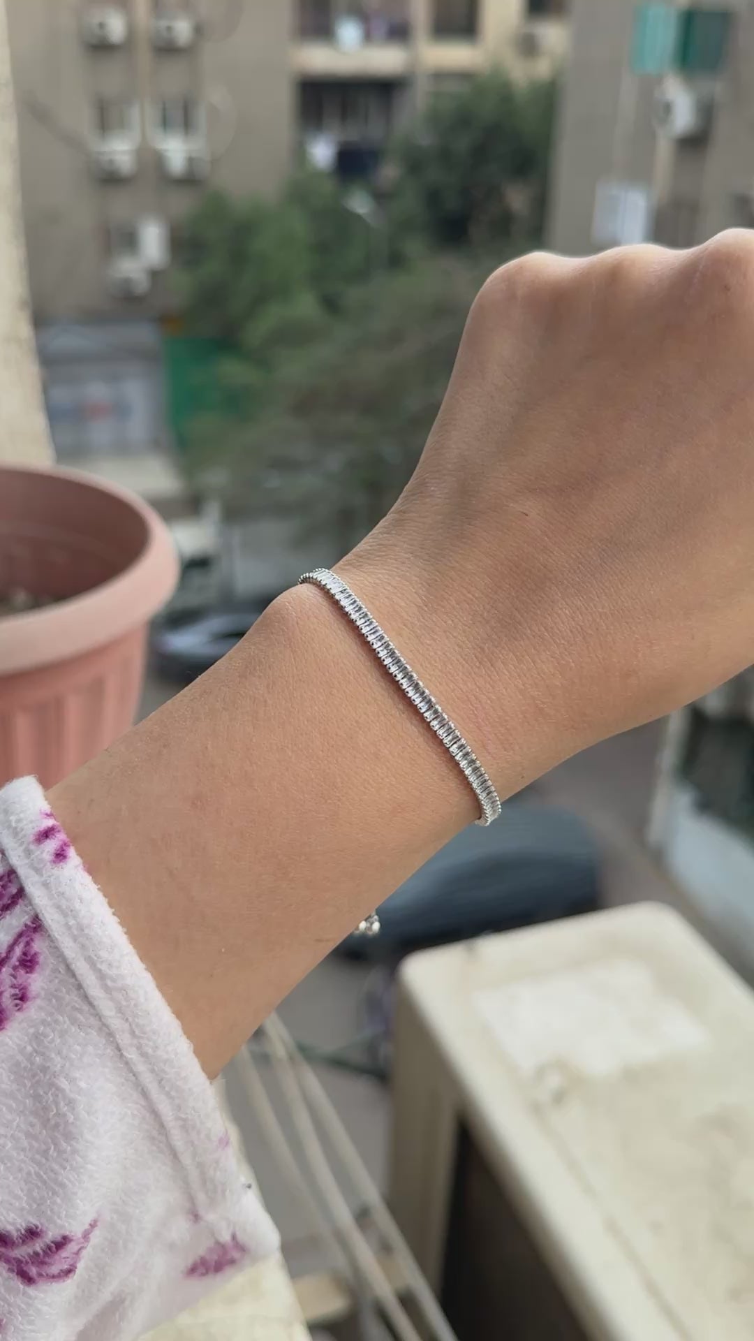 Silver Baguette Adjustable Bracelet