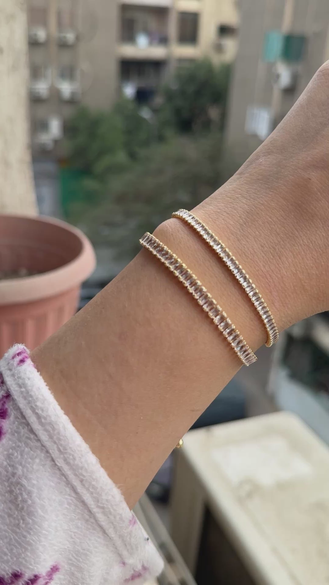 Gold Baguette Adjustable Bracelet