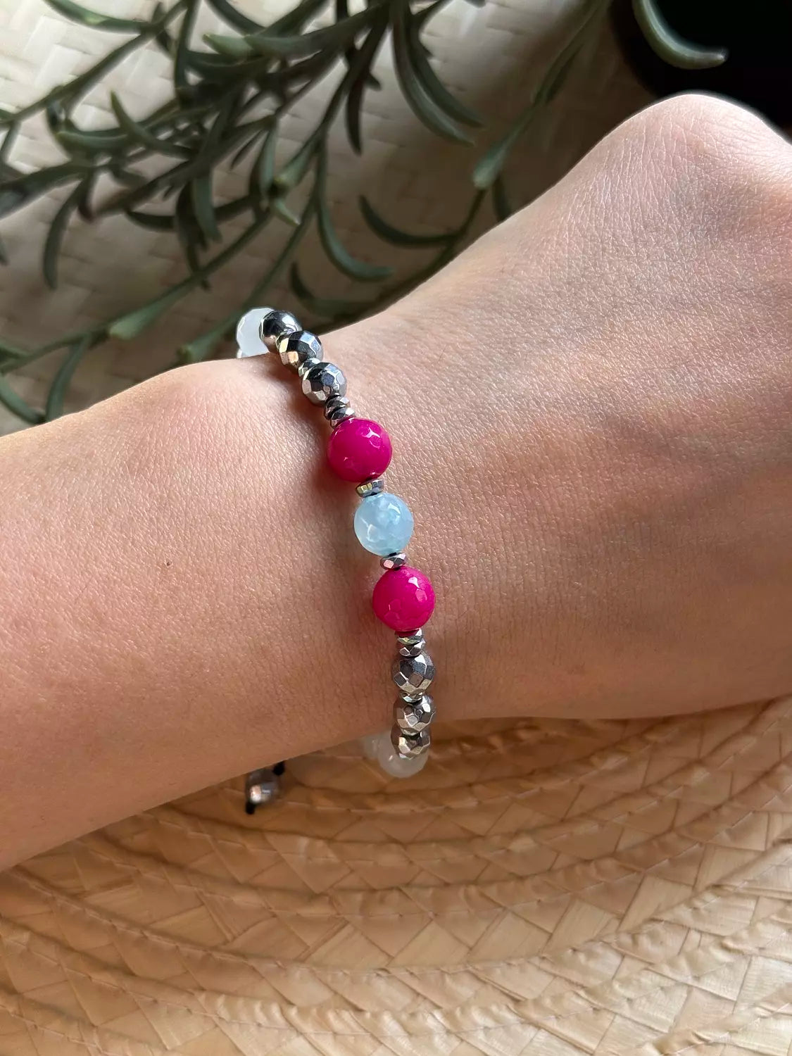 Hematite / Agate Pink Bracelet