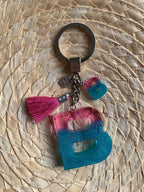 Resin Letters Keychain ( Fuschya & Teal ) 