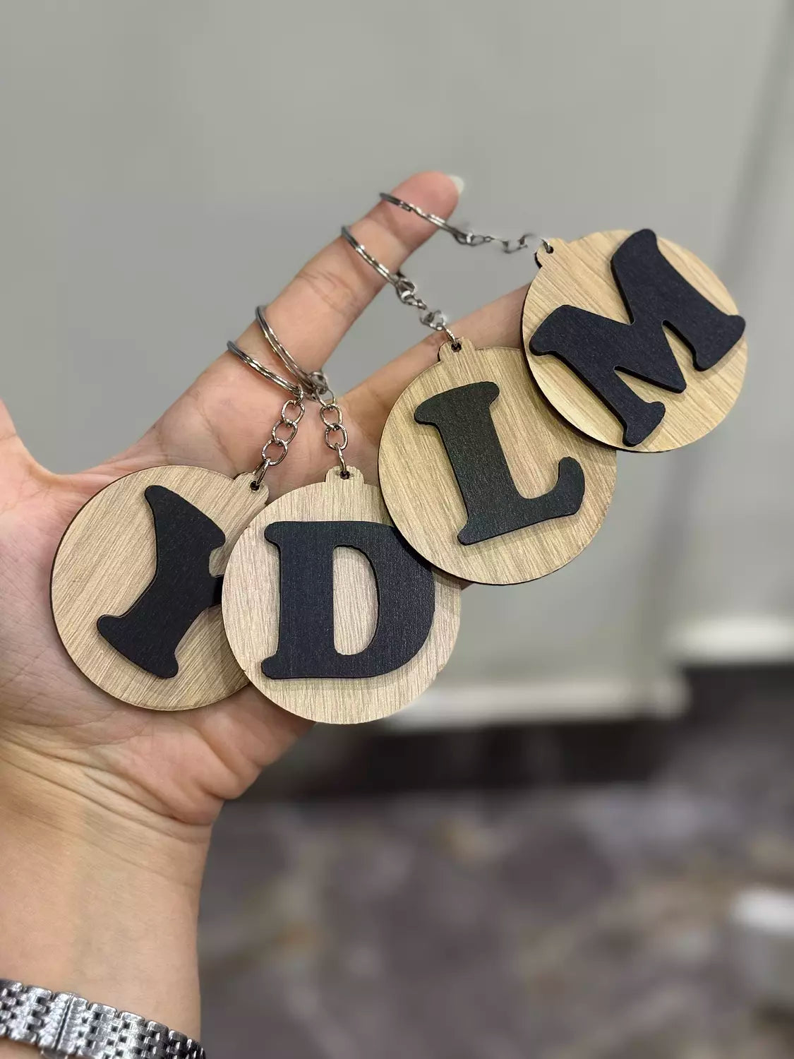Wood Large Letter Keychain