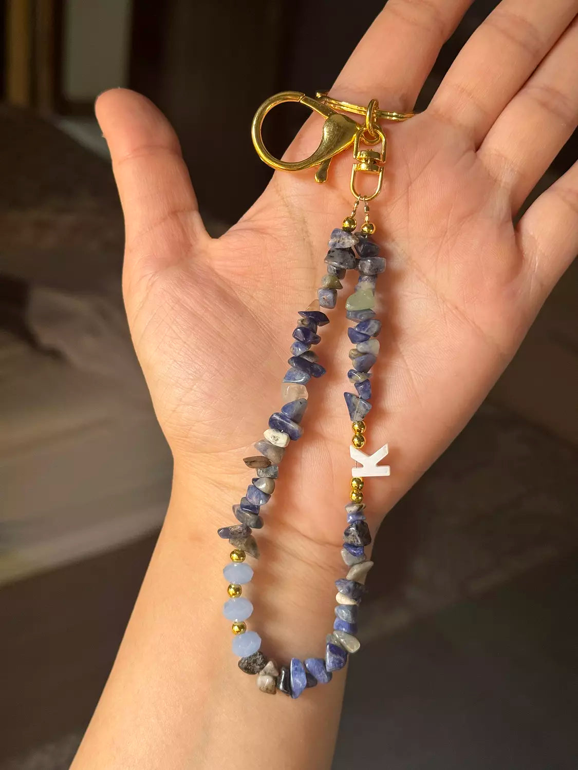 Letter Bag Charm " Blue "