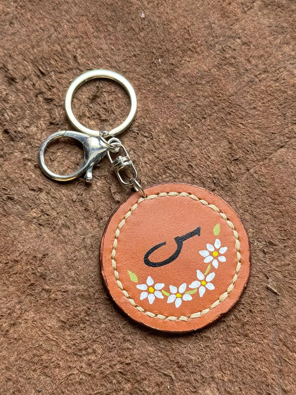 Natural Leather Arabic Letters Keychain " Havan "