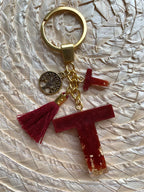 Resin Letters Keychain ( Red & Gold )
