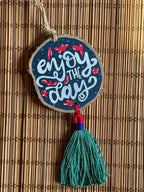 Wreath Medium Tassel Wood Car Hanger " Enjoy the Day "