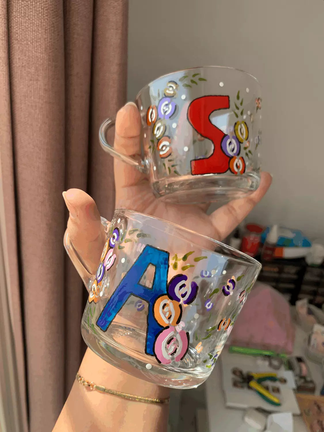Floral Letter Clear Mug 