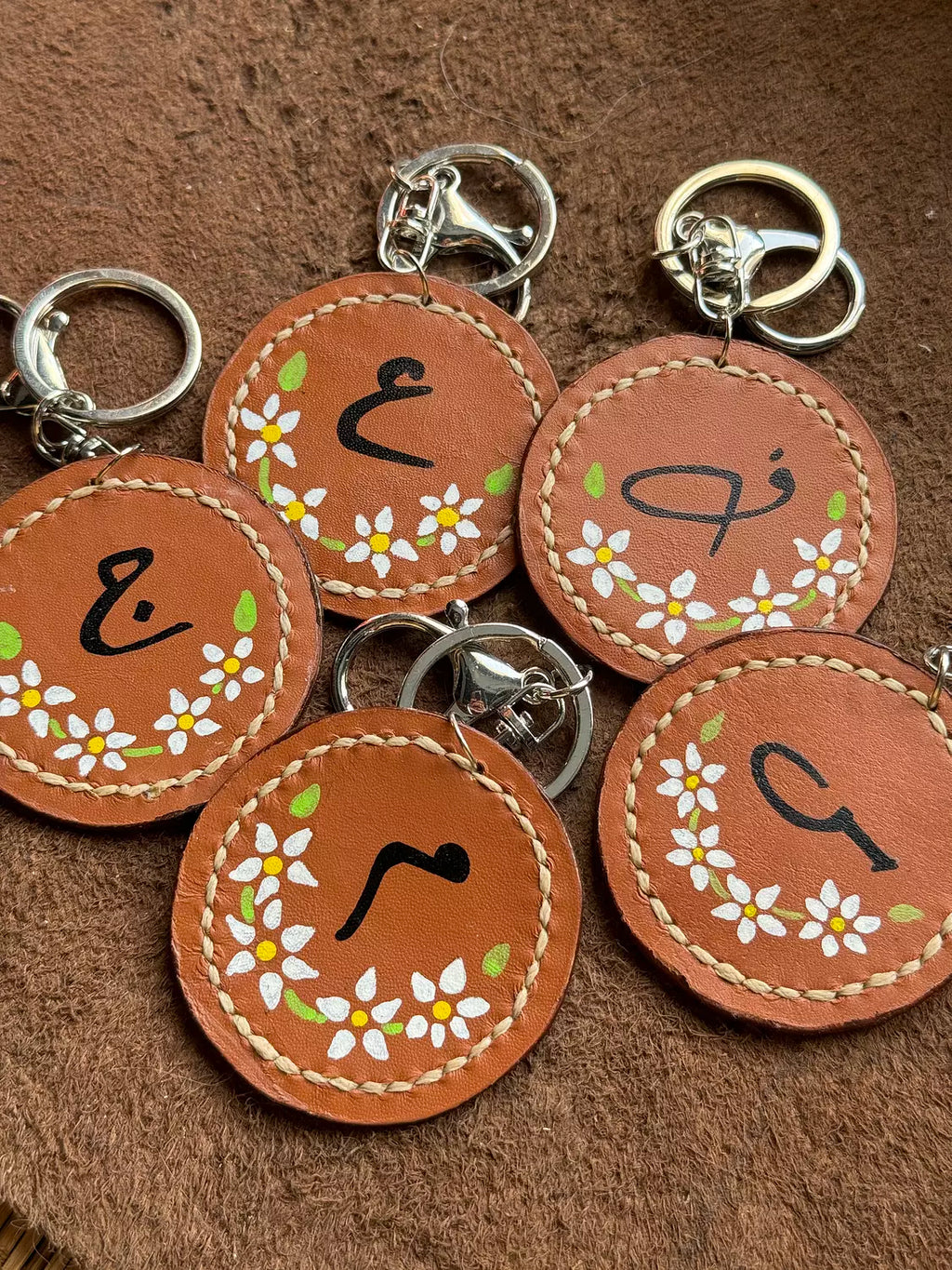 Natural Leather Arabic Letters Keychain " Havan "