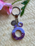 Resin Letters Keychain ( Glitter Purple )