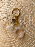 Resin Letters Keychain ( Offwhite & Gold )