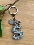 Resin Letters Keychain ( Glitter Space Grey )